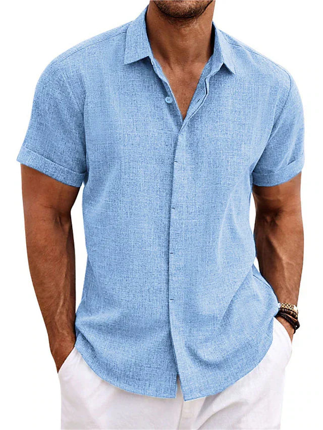 Levoire | Chemise En Lin Pour Hommes Chemise D'Été Légère Disponible En Plusieurs Couleurs Et Tailles Bleu