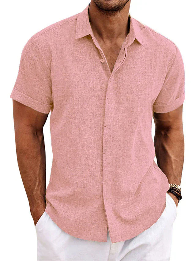 Levoire | Chemise En Lin Pour Hommes Chemise D'Été Légère Disponible En Plusieurs Couleurs Et Tailles Rosa