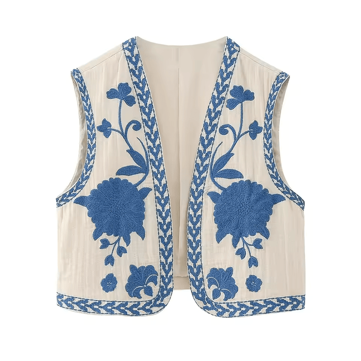 Levoire | Gilets élégants pour femmes Haut sans manches Bleu & Crème Blanc
