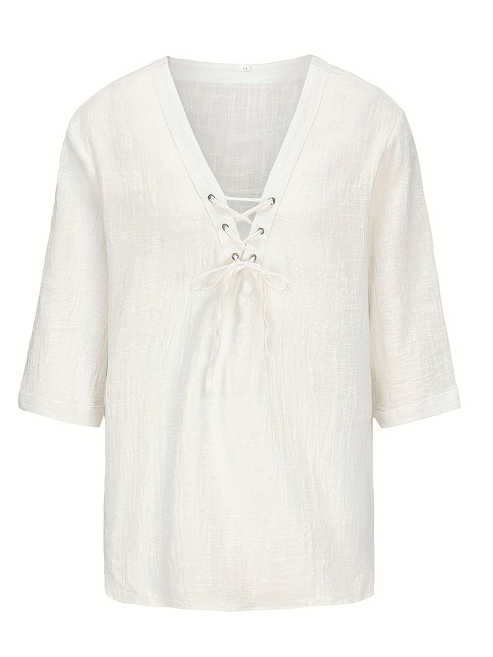 Levoire | T-Shirt V En Coton Respirant Pour Hommes Beige