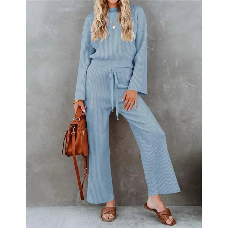 Levoire | Chemise à manches longues et pantalons décontractés amples Bleu