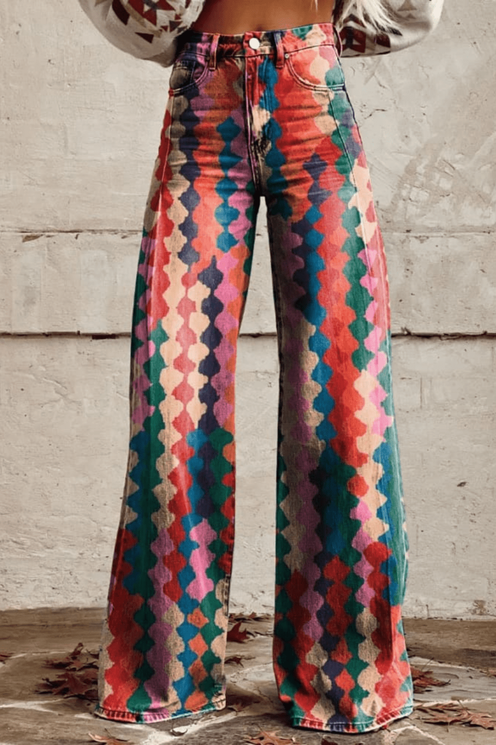 Levoire | Pantalon Vintage Boho Avec Un Imprimé Vintage Coloré