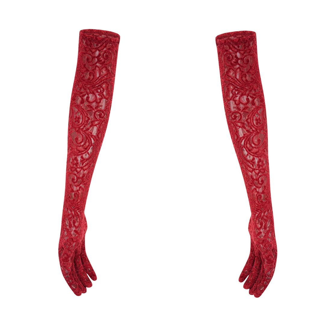 Levoire | Robe Midi Rouge Garnie (Avec Gants)