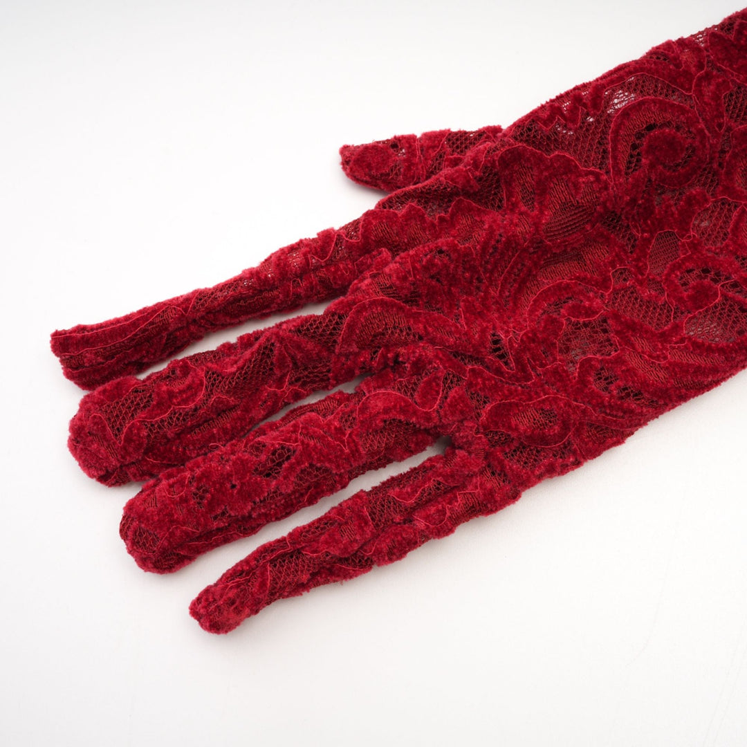 Levoire | Robe Midi Rouge Garnie (Avec Gants)