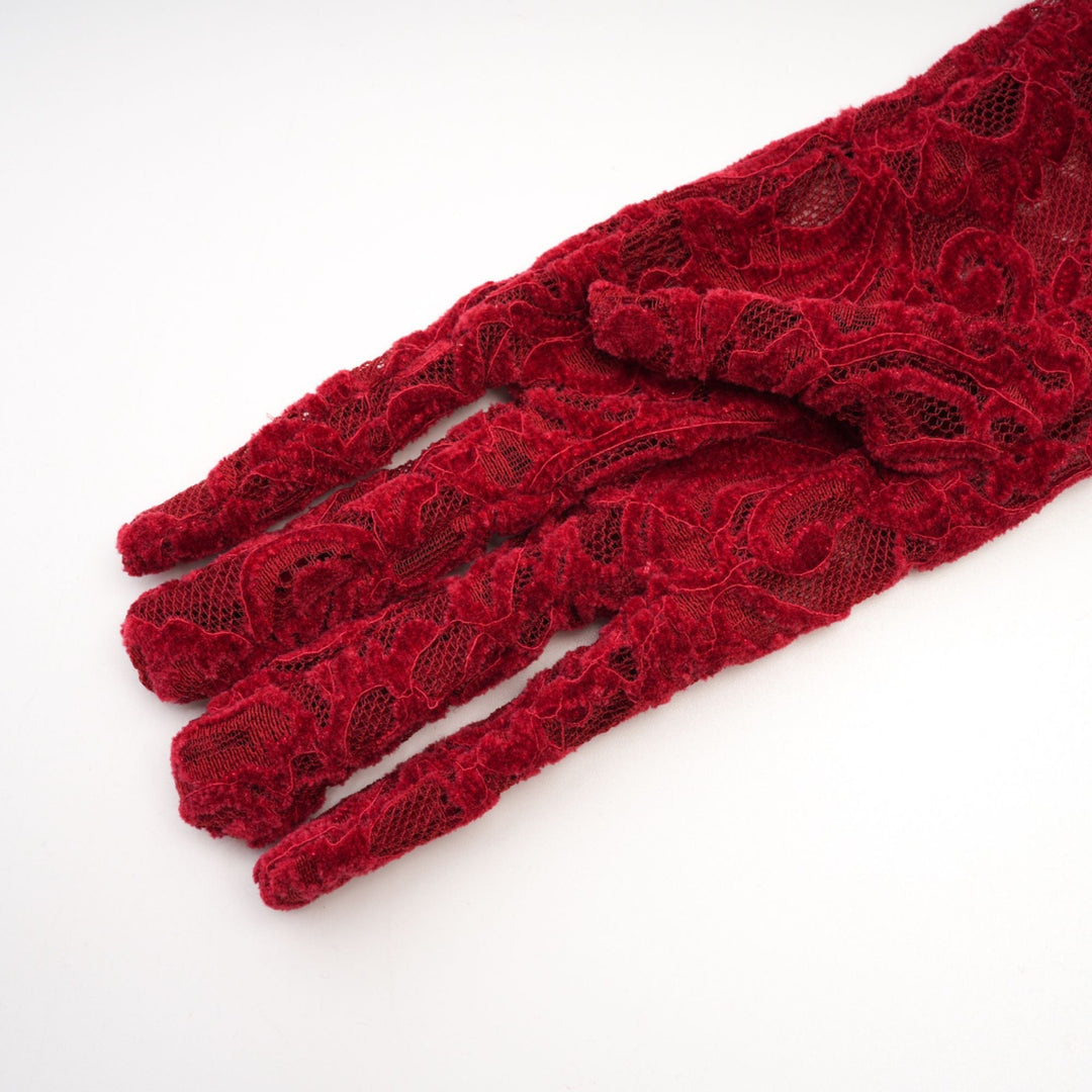 Levoire | Robe Midi Rouge Garnie (Avec Gants)
