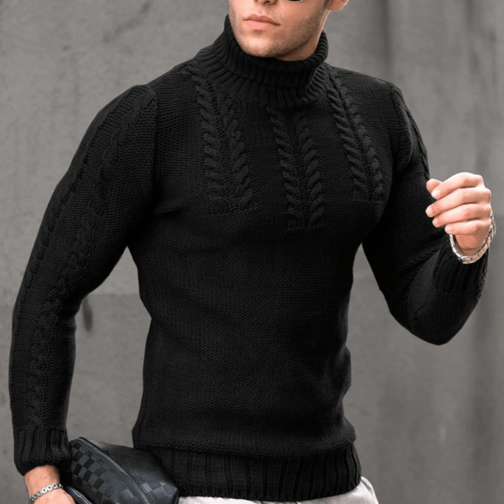 Levoire | Pull Chaud Col Roulé Homme Noir