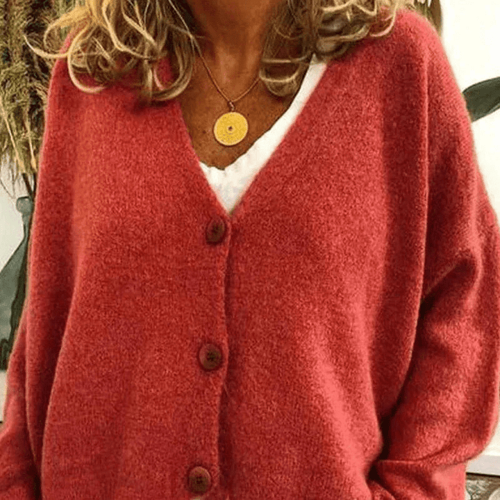 Levoire | Pull à col V confortable pour femmes, cardigan, gilet en tricot, tissu doux Mandarines Orange