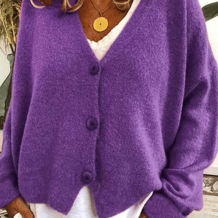 Levoire | Pull à col V confortable pour femmes, cardigan, gilet en tricot, tissu doux Lilas