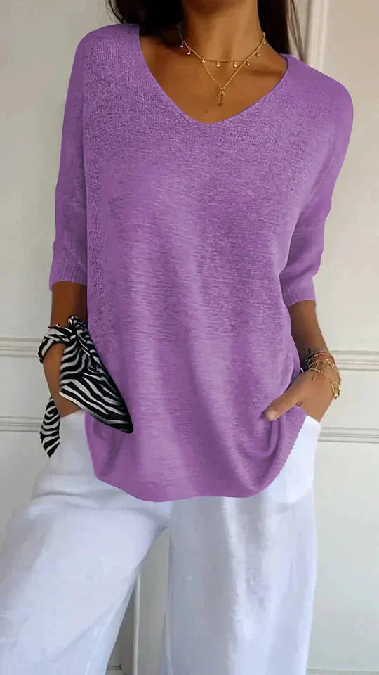 Levoire | Top En Tricot Pour Femmes Avec Décolleté En V Chiara Violet
