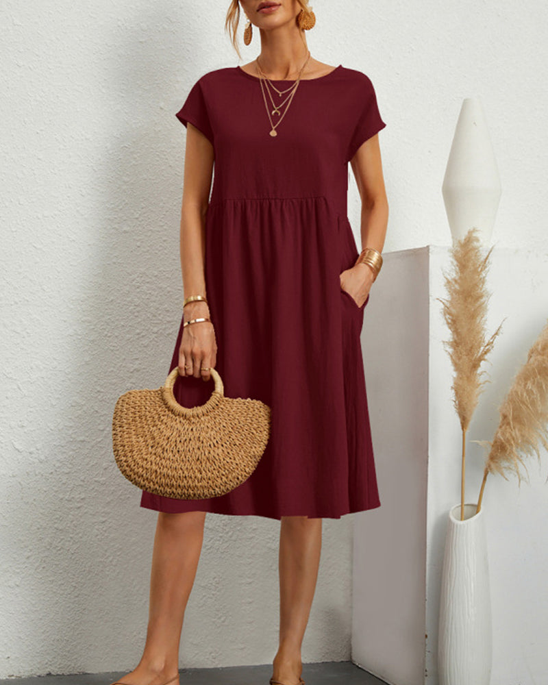 Levoire | Robe Midi À Col Rond Pour Tous Les Jours Vin rouge