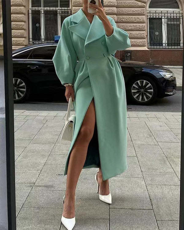 Levoire | Manteau Vintage Avec Manches Lanternes Et Col En Laine Vert