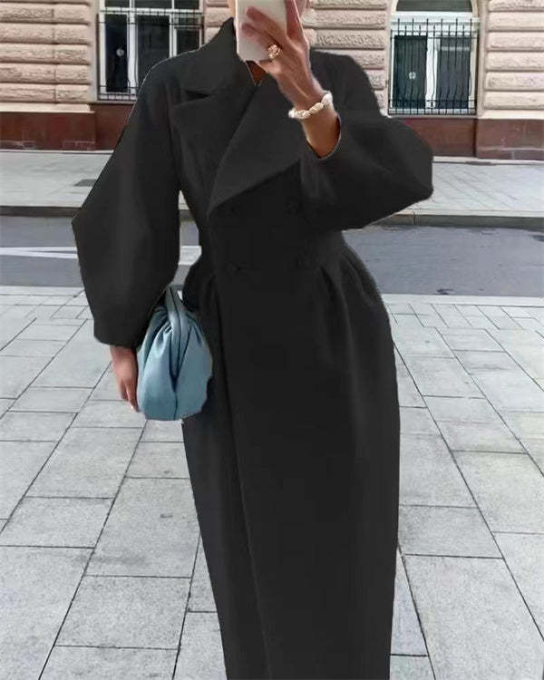 Levoire | Manteau Vintage Avec Manches Lanternes Et Col En Laine Noir