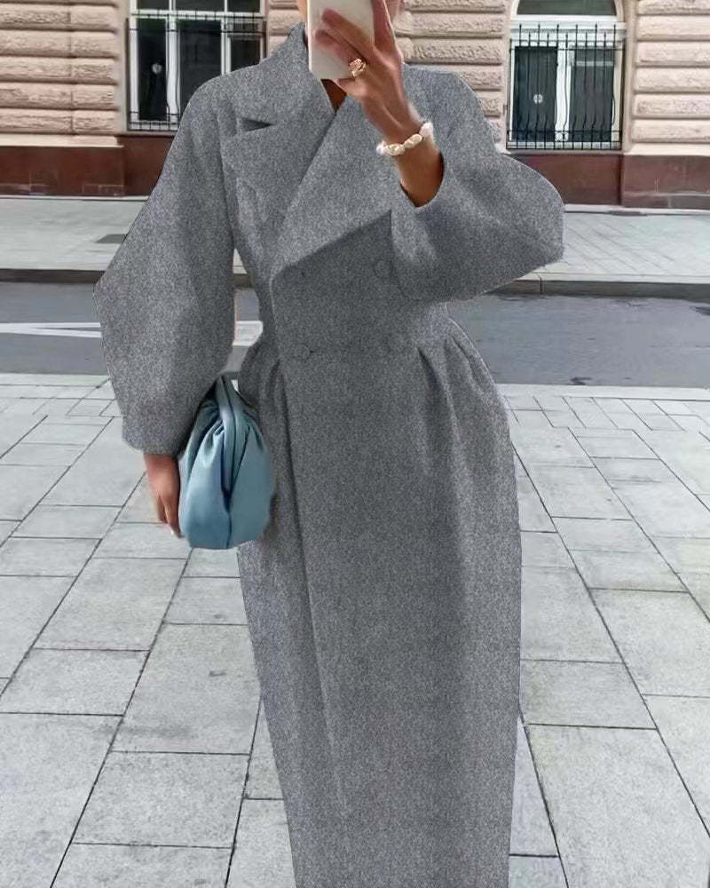 Levoire | Manteau Vintage Avec Manches Lanternes Et Col En Laine Gris