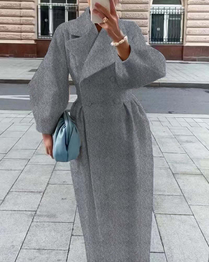 Levoire | Manteau Vintage Avec Manches Lanternes Et Col En Laine Gris