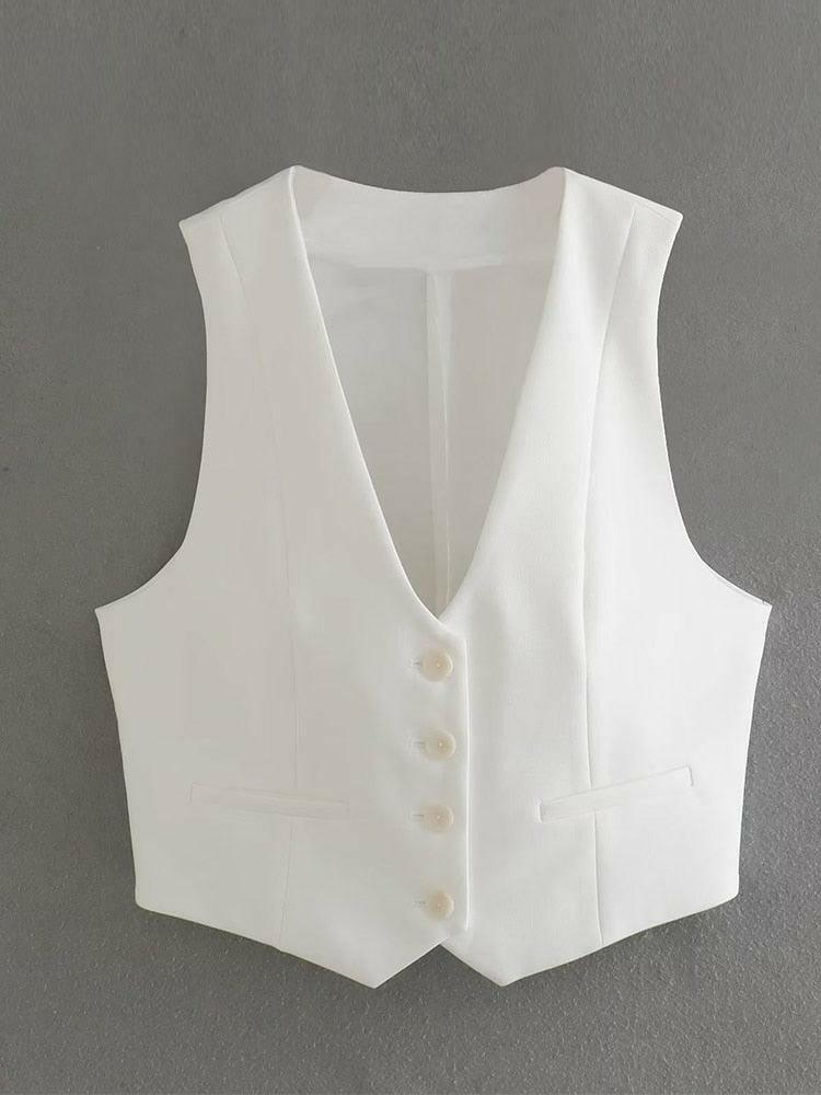 Levoire | Femmes Ensemble De Gilet 2 Pièces Et Pantalon Larges gilet-blanc