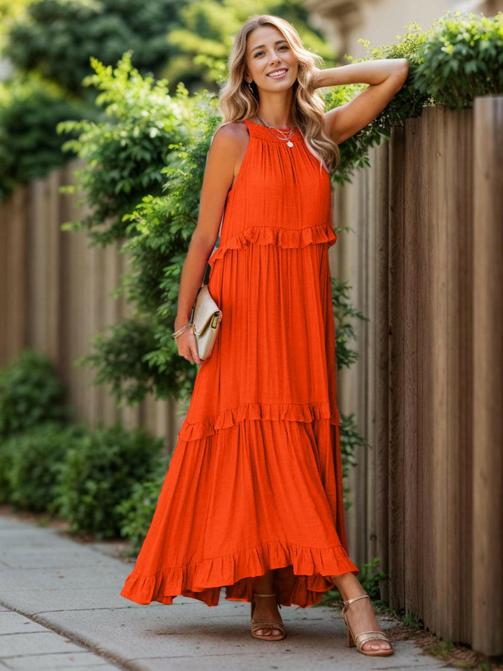 Levoire | Robe Maxi Froncée À Volants Sans Bretelles Avec Poches