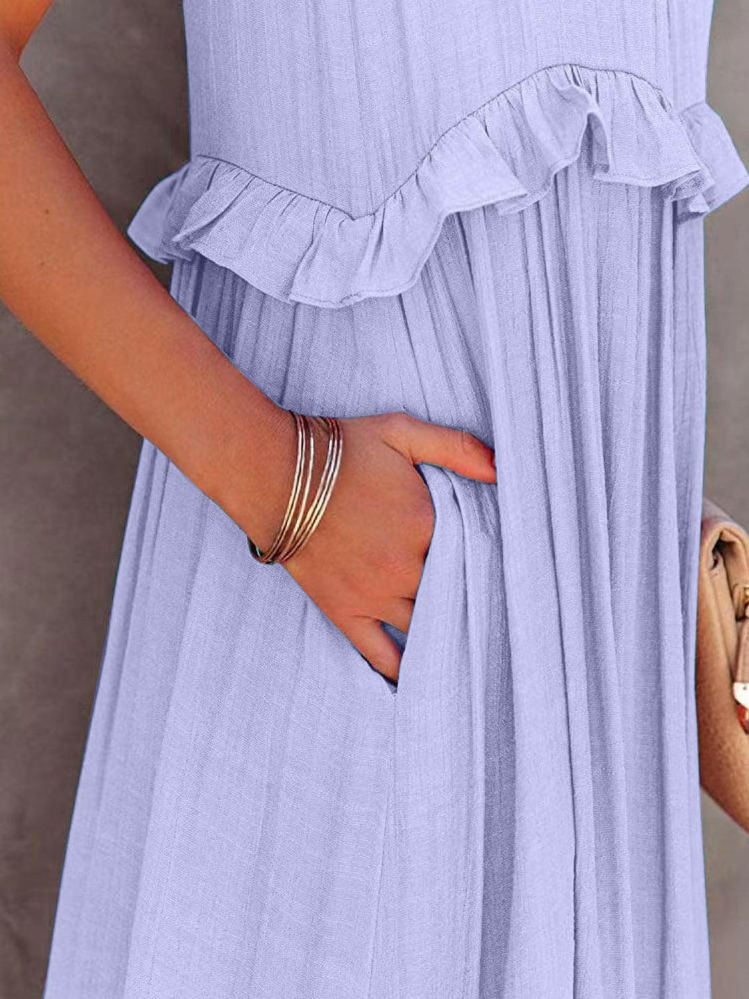 Levoire | Robe Maxi Froncée À Volants Sans Bretelles Avec Poches
