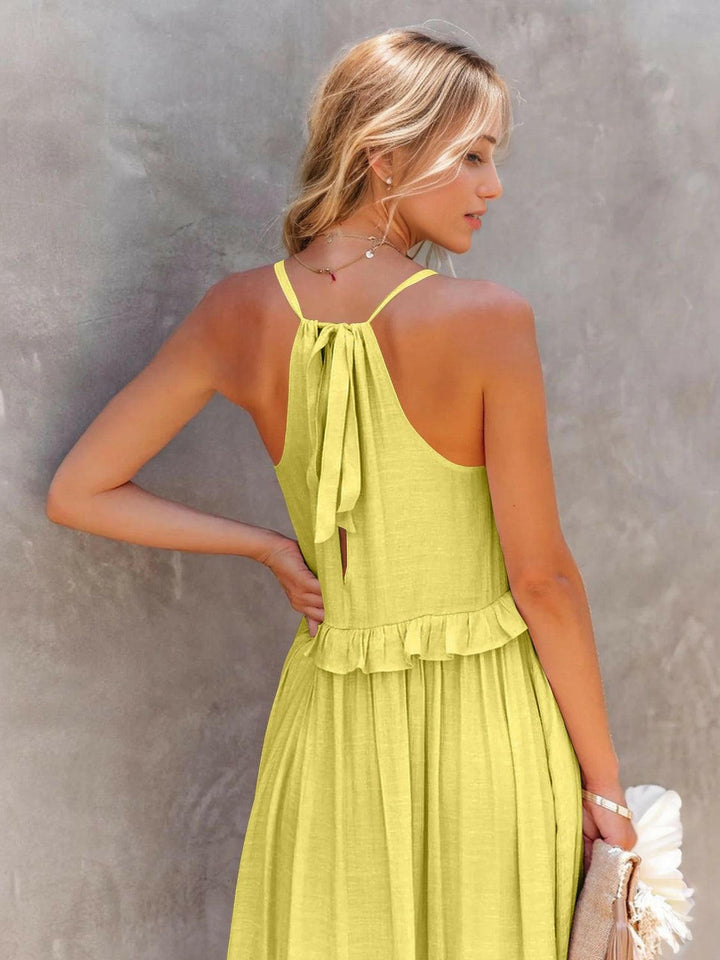 Levoire | Robe Maxi Froncée À Volants Sans Bretelles Avec Poches