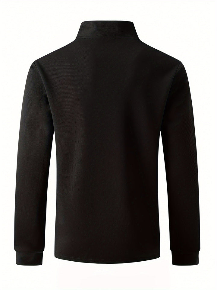 Levoire | T-Shirt Uni Pour Homme À Manches Longues Et Col Zippé