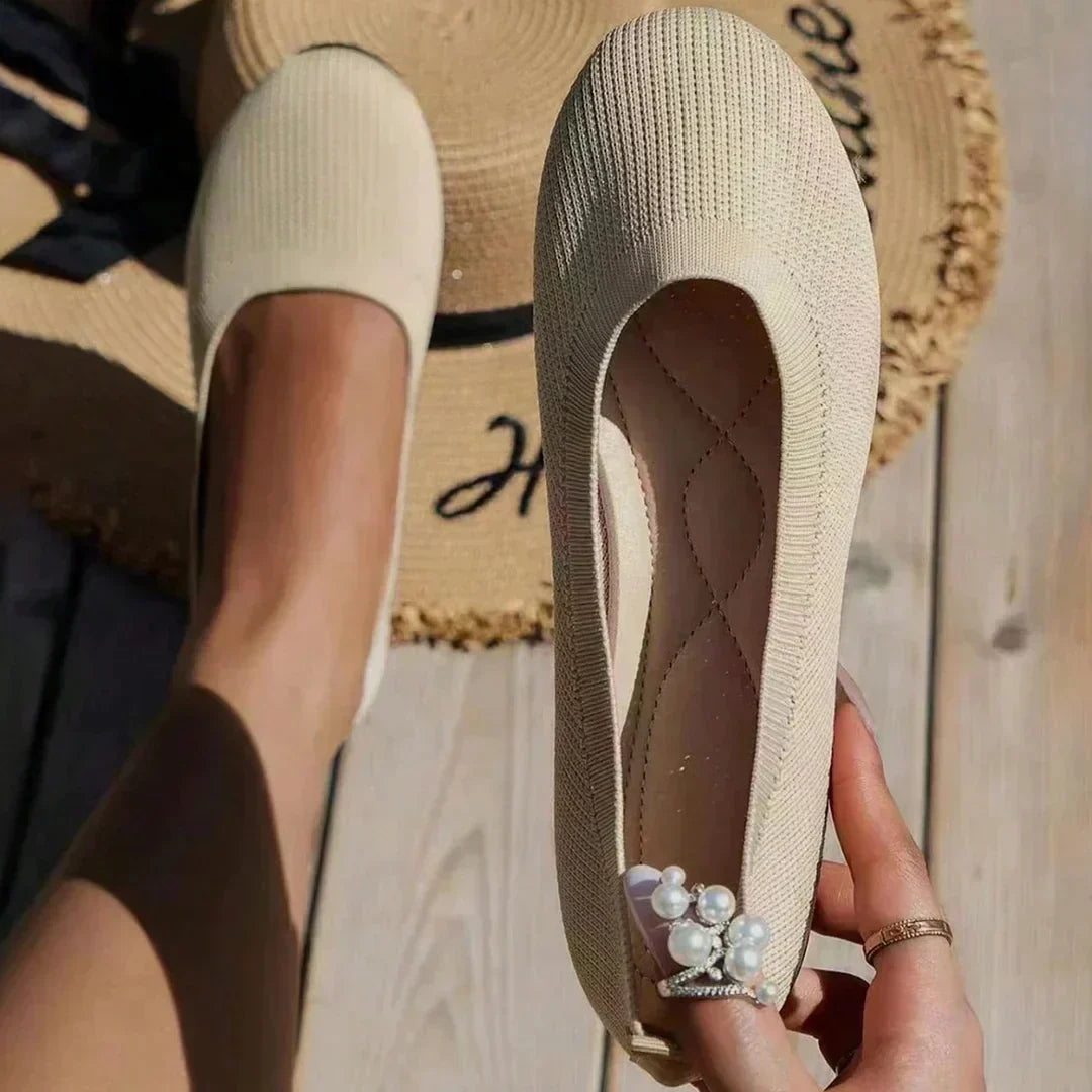 Levoire | Ballerines Tricotées Respirantes Pour Femmes Beige