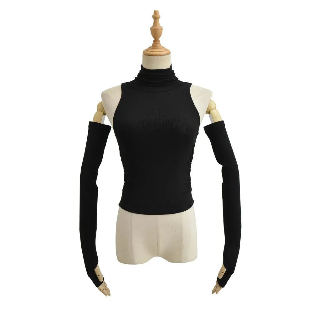Levoire | T-shirt femme à manches repliables, coupe slim Noir