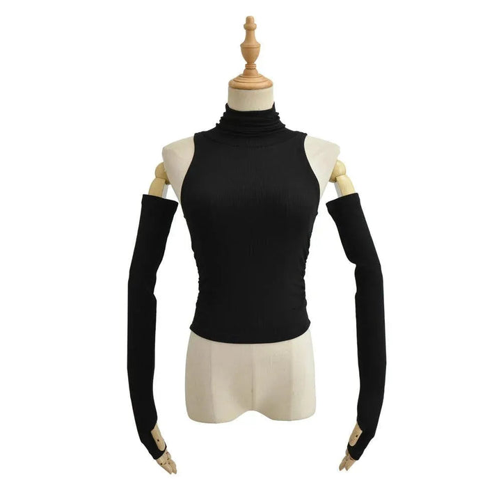 Levoire | T-shirt femme à manches repliables, coupe slim Noir