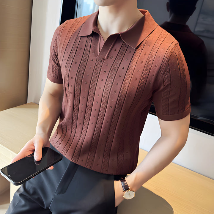 Levoire | Hommes Polo En Tricot Classique Café Roter