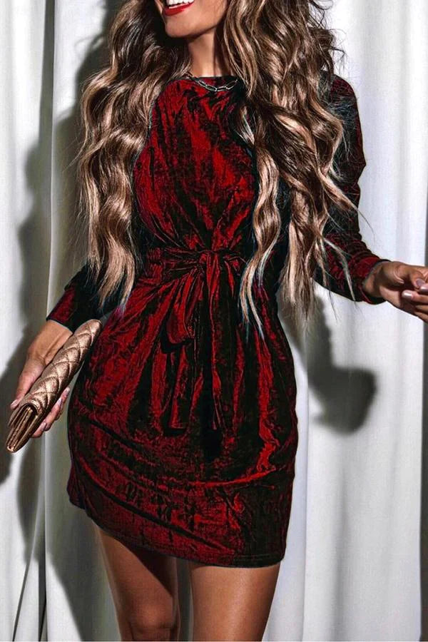 Levoire | Robe mini à col rond Rouge vin