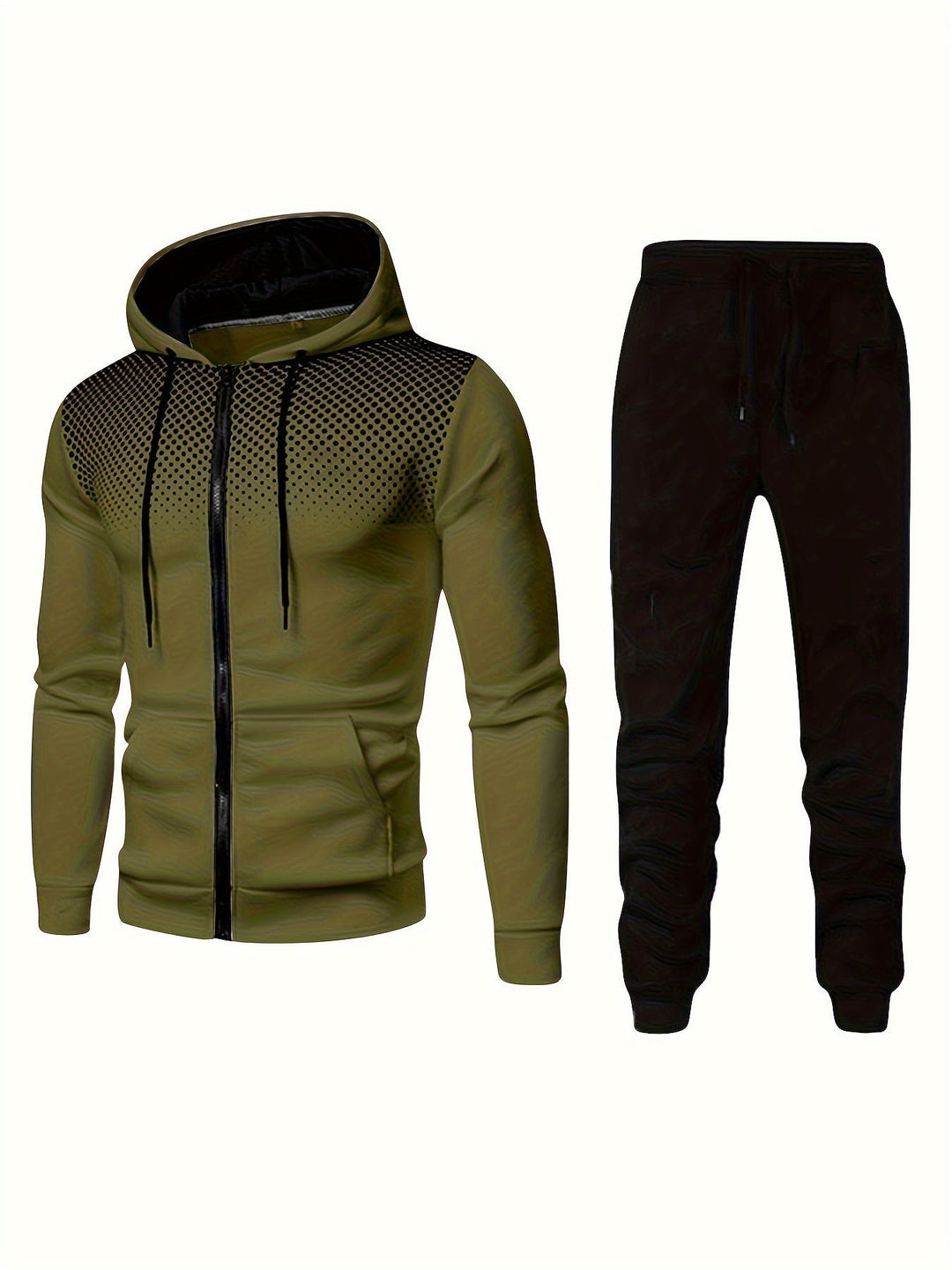 Levoire | Ensemble De Survêtement Pour Homme 2 Pièces Avec Sweat À Capuche Et Pantalon De Jogging Olive verte 1
