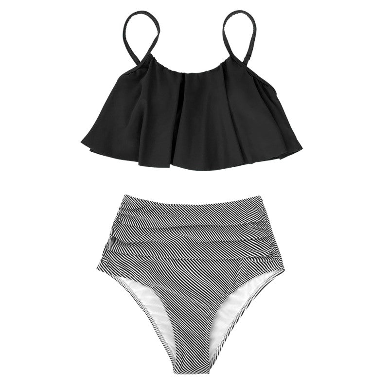 Levoire | Robe Plage Élégante Volants Noir