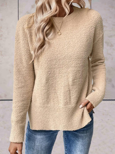 Levoire | Pull Beige, Bien Ajusté, Simple Avec Col Rond