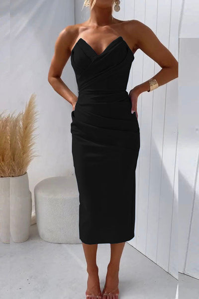 Levoire | Sans Épaules Midi Robe De Soirée Noir