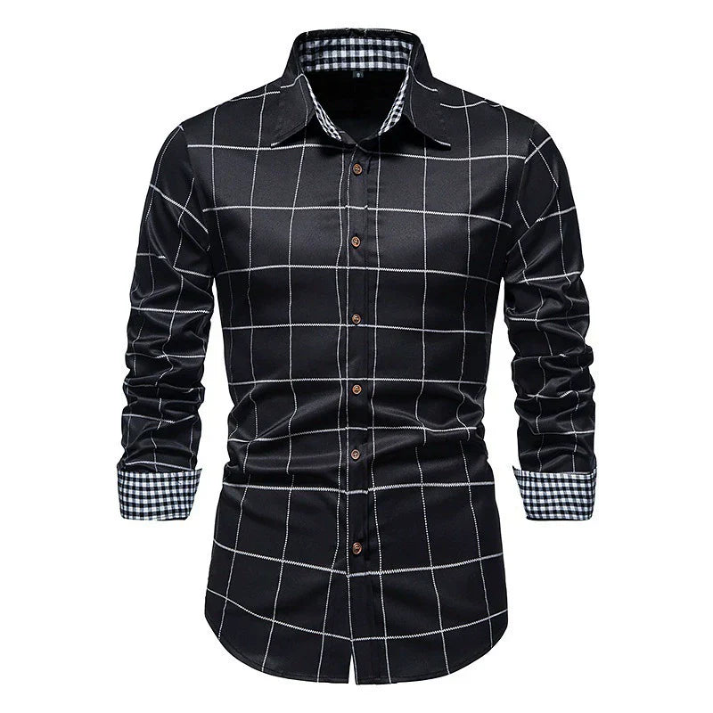 Levoire | Chemise De Bureau À Carreaux Pour Hommes Noir