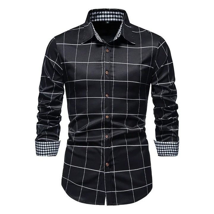 Levoire | Chemise De Bureau À Carreaux Pour Hommes Noir