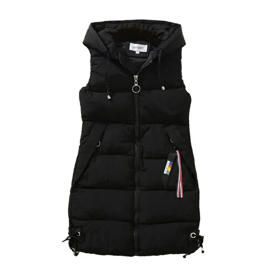 Levoire | Veste À Capuche Chaude Sans Manches Avec Poches Zippées Noir