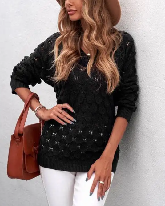 Levoire | Pull-Over Classique Col V En Laine Noir