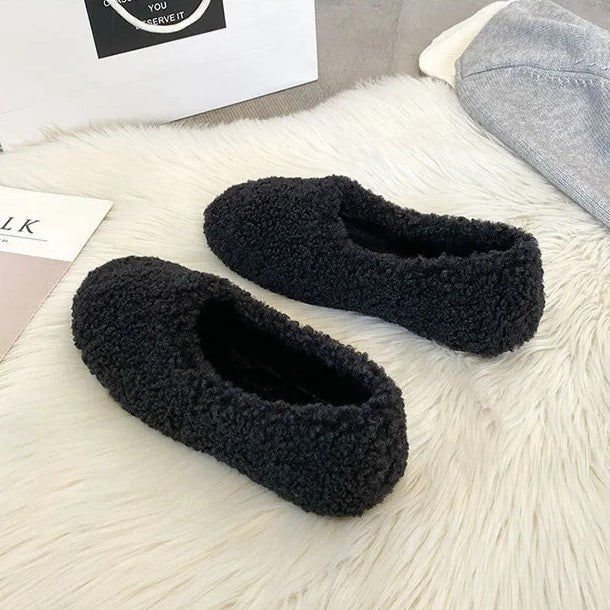 Levoire | Sandales basses à glissière confortables en fourrure Noir