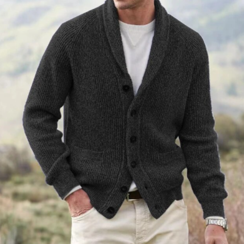 Levoire | Gilet En Laine De Vendange Avec Décolleté En V Pour Hommes Noir