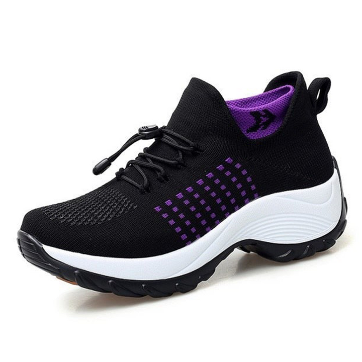 Levoire | Baskets Slip On Respirantes Avec Lacets Réglables Pour Femmes Noir Violet