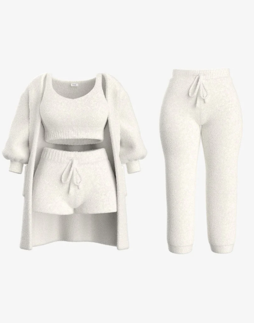 Levoire | Ensemble Confort Lux Gilet, Soutien-Gorge, Shorts, Pantalons Et Chaussettes Blanc