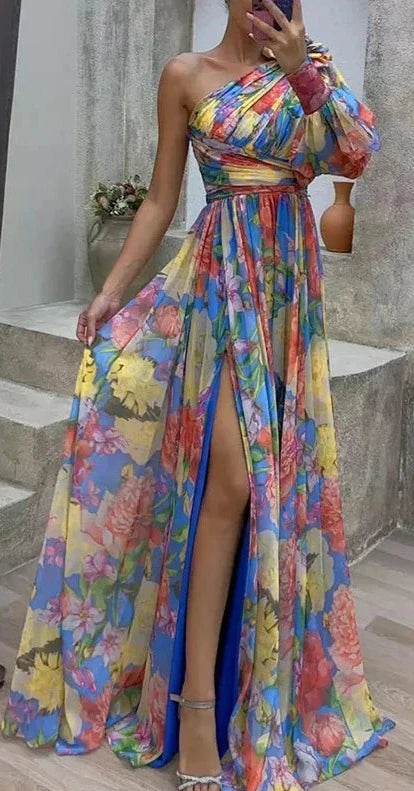 Levoire | Une Épaule Fleur Robe