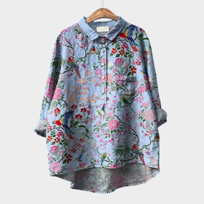 Levoire | Blouse Chic Avec Patte De Boutonnage Devant Perroquet