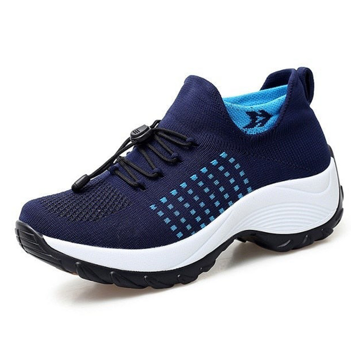 Levoire | Baskets Slip On Respirantes Avec Lacets Réglables Pour Femmes Bleu Ciel Noir