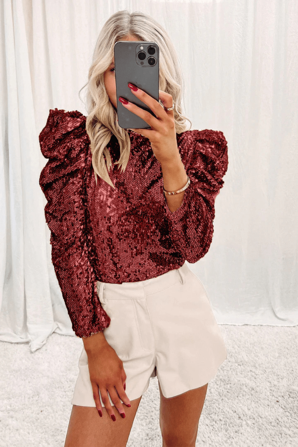 Levoire | Blouse de fête brillante femme Bourgogne