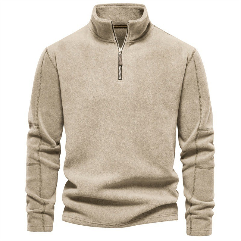 Levoire | Pull Fleece Avec Col Zippé Beige