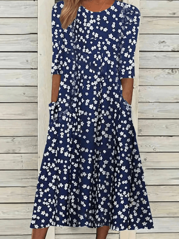 Levoire | Robe Midi Fleurie Pour Femmes Bleu