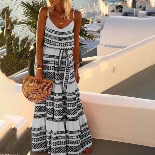 Levoire | Style bohème profonde robe de plage à imprimé décolleté en V