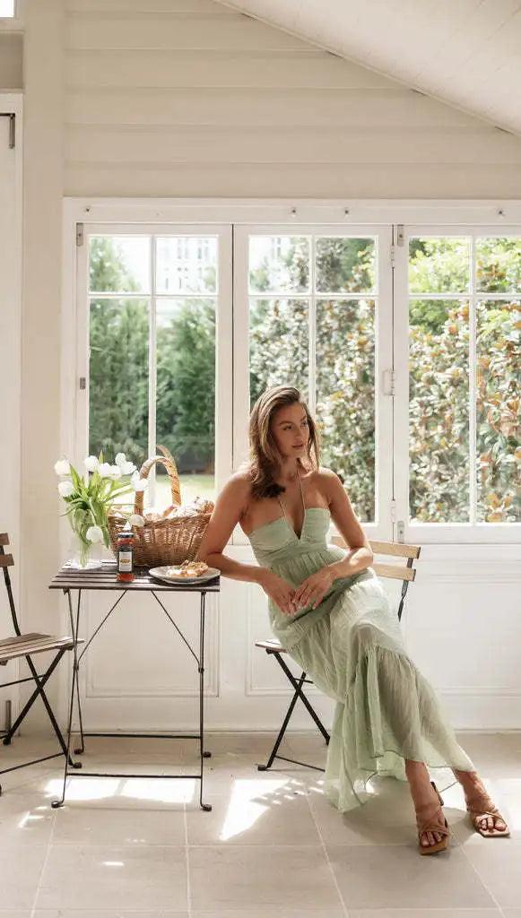 Levoire | Robe Halter En Chiffon Bohème Pour L'Été