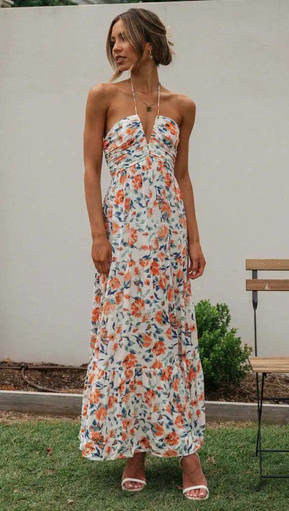 Levoire | Robe Halter En Chiffon Bohème Pour L'Été