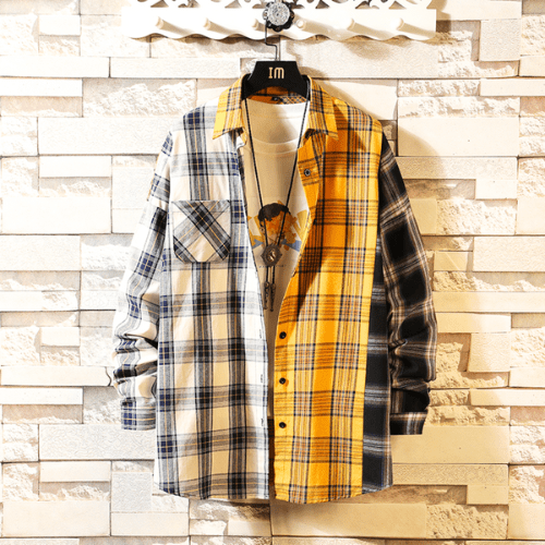 Levoire | Veste pour hommes Vintage Vêtements Style Tendance & Tenue Polyvalente Jaune Blanc Noir